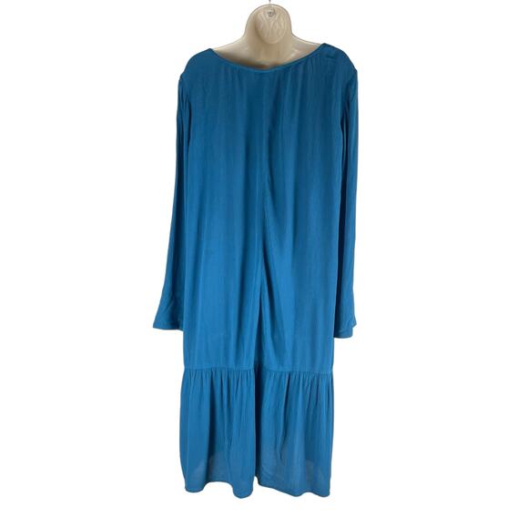 Soft Surroundings Mirabella Moroccan Ruffle Dress Lagenlook Teal Size M - Picture 6 of 8